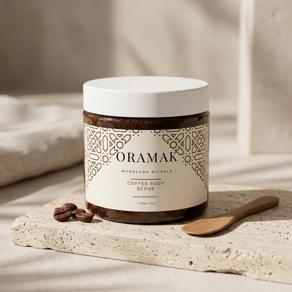 Gommage ORAMAK Cafe Menthe tonifiant application corporelle